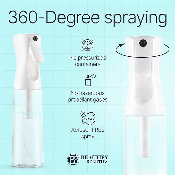 Continuous Spray Bottle with UltraFine Mist -Versatile Water Sprayer forHair, Home Cleaning, Salons, Plants,Aromatherapy, and More - Hair SprayBottle (Clear -7.040z 200ml)-B11