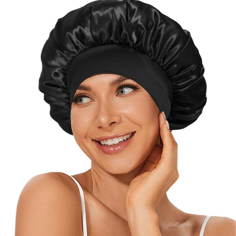 Luxurious Satin Bonnet Trio for Hair Care Set of 3 Bonnets for Black Women Men Silk-Lined Bonnets for Sleeping Hair Protection Shower