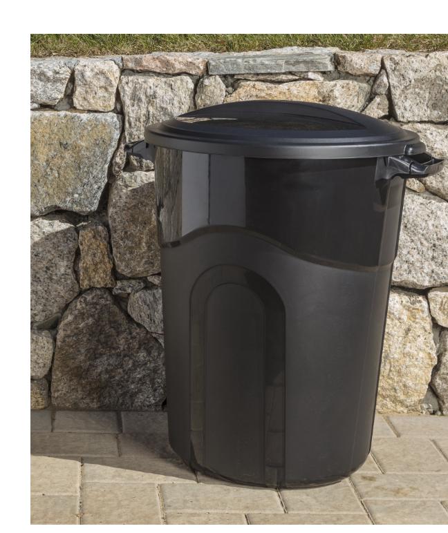 32 Gallon Heavy Duty Plastic Garbage Can with Lid, Indoor Outdoor, Black