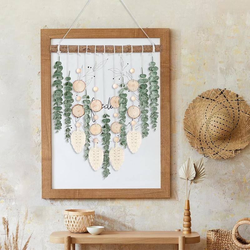 21 Eucalyptus Wall Hanging Decor Artificial Eucalyptus  Fake Greenery Leaves Boho Wall Decor with Wooden Stick for Bedroom Bathroom Kitchen Rustic Farmhouse Home Living Room Decoration