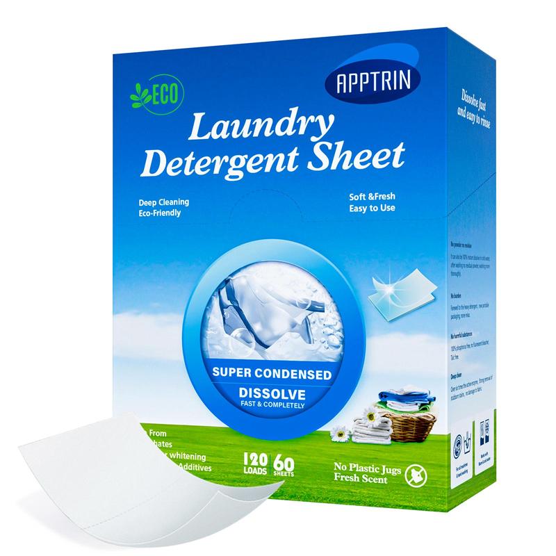 Laundry Detergent Sheet, 60pcs box Cleaning and Stain-removing Laundry Detergent Sheets with Long Lasting Fragrance, Household Cleaning Supplies for Home Use