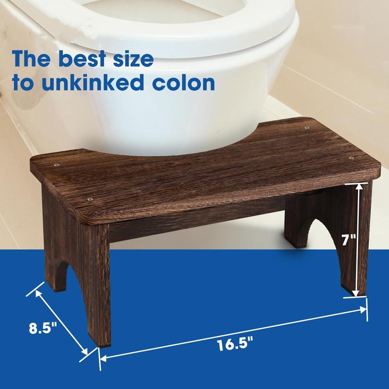 Wood Toilet Stool Squat Adult, Poop Stool for Bathroom Adults, Portable Toilet Potty Stool for Adults, 7 Inch Height