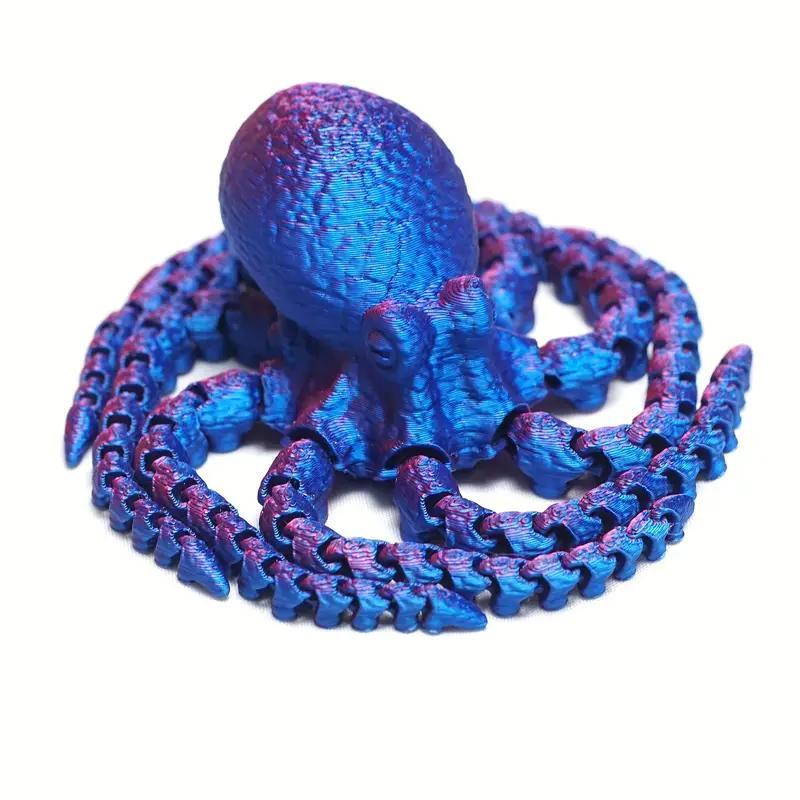 3D Printed Octopus Design Ornament, 1 Count Creative Laser Colorful Flexible Animal Toy, Decorative Ornament for Home Office Desk, Home Decor Supplies