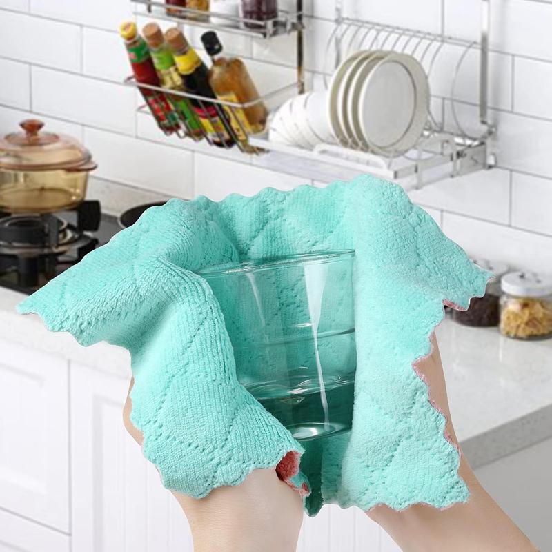 20 Pack Kitchen Dish Cloths Dish Towels,Super Absorbent Coral Fleece Cloth,Premium Cleaning Cloth,Nonstick Oil Washable Fast Drying Dish Rags for Clean Table,Dish,Glass（5Colors 6