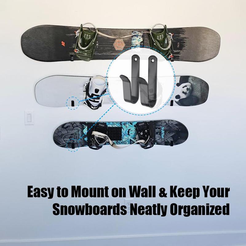 Snowboard Wall Mount Clip, 2 Counts Horizontal Skateboard Wall Mount Hook, Board Display Stand for Room Garage, Indoor Snowboard Storage Organization