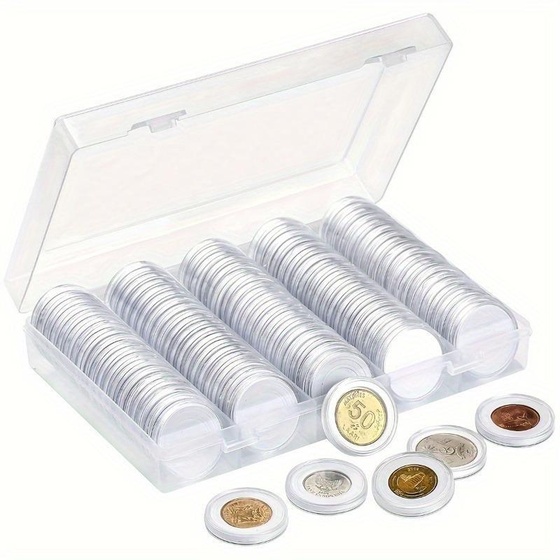 Coin Storage Box, 100pcs set Adjustable Coin Protection Case with Storage Box, Commemorative Coin Collection Box for Indoor & Outdoor