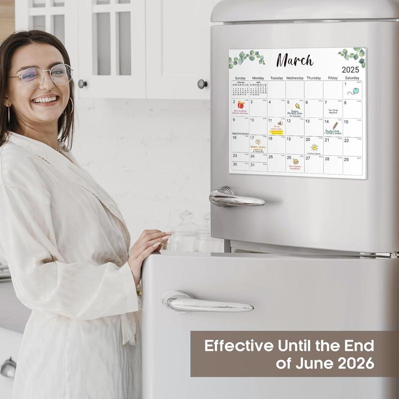 Aesthetic 2025 Magnetic Calendar for Refrigerator, Fridge Calendar Magnet Runs Until June 2026, 21 Monthly Refrigerator Calendar with Greenery Design for Easy Organizing, 2025 New Edition