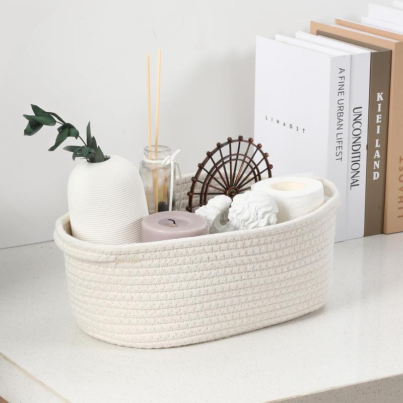 2 Pack Small Woven Basket with Gift Bags and Ribbons, Empty Decorative Gift Chest Box, Cute Gift Basket, Cotton Rope Room Shelf Storage Basket with Handles, All 12