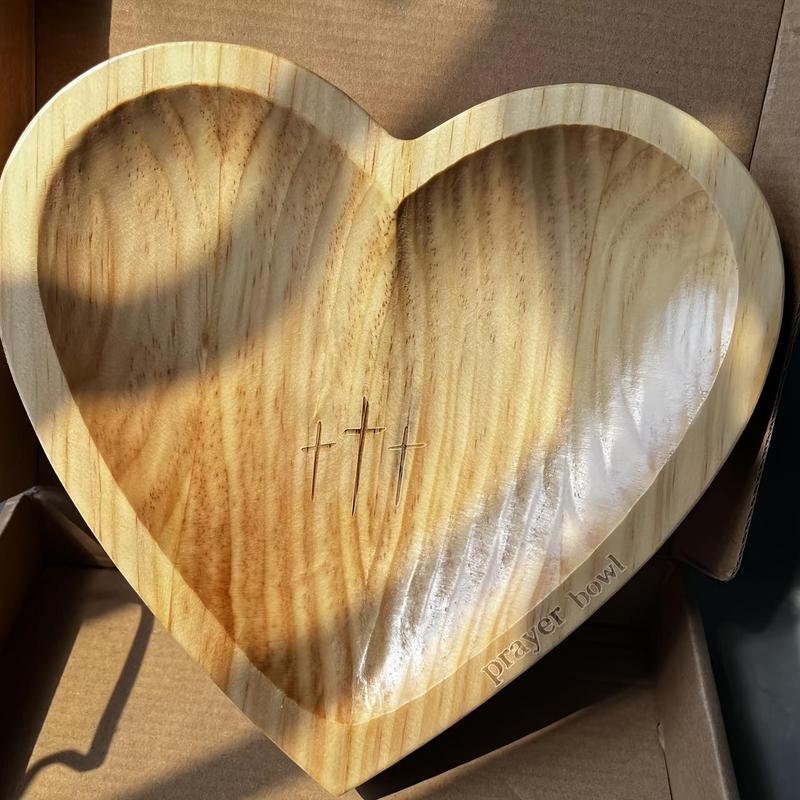 Wooden Heart Shaped Prayer Box, 1 Count Vintage Wooden Prayer Box with Cross Decor, Home Decor for Living Room, Bedroom, Office