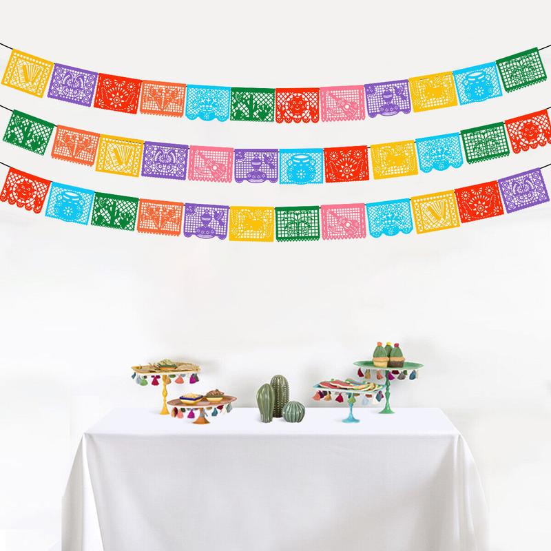 3 Pack 22FT Mexican Banners & 2 Mexican Sombrero Hats Fiesta Party Decoration