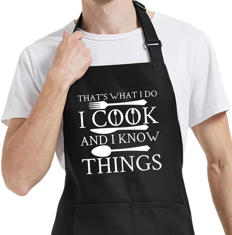 Chef Aprons for Men Women with Pockets, Kitchen Apron for Cooking Grilling Gifts for Dad Mom Birthday Christmas