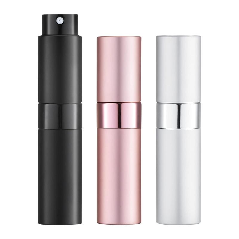 8ML Atomizer Perfume Spray Bottle for Travel (3 PCS) Empty Cologne Dispenser, Portable Sprayer (Black)