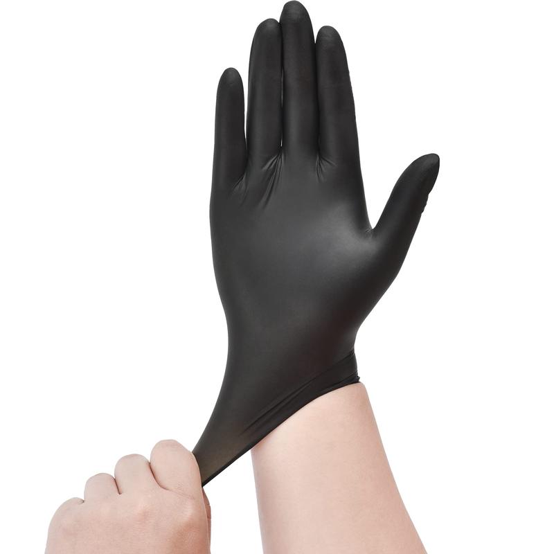 Disposable Nitrile Exam Gloves, Black Nitrile Gloves Disposable Latex , Cooking & Esthetician, Food-Safe Rubber Gloves, Powder Free, Non-Sterile, 100-ct Box