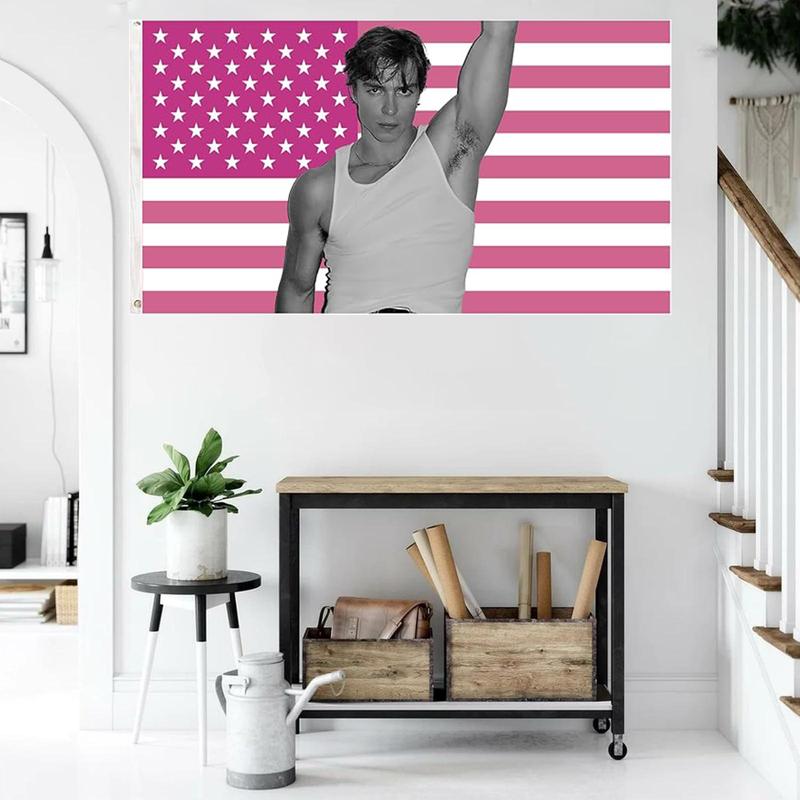 Nicholas Chavez Pink American Flag 3x5Ft Tapestry for Wall Hanging Living Room Bedroom College Dorm Men Cave Decor Banner with 4 Brass Grommets