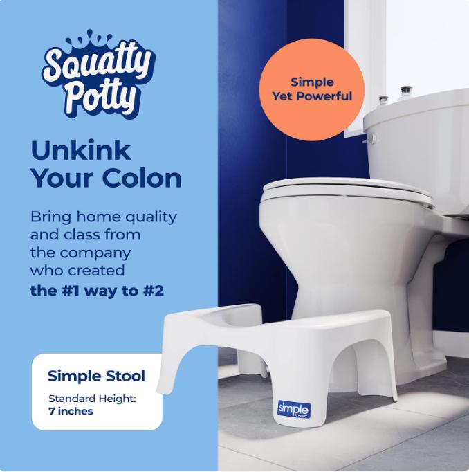 Squatty Potty Simple Bathroom Toilet Stool, White, 7