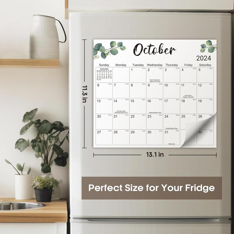 Aesthetic 2025 Magnetic Calendar for Refrigerator, Fridge Calendar Magnet Runs Until June 2026, 21 Monthly Refrigerator Calendar with Greenery Design for Easy Organizing, 2025 New Edition