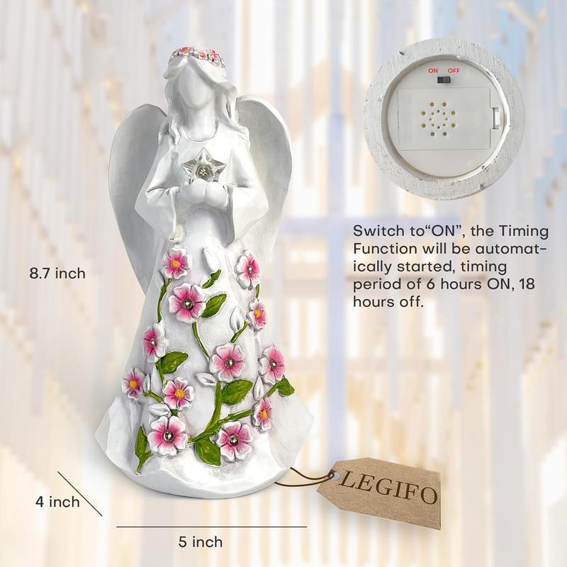 Guardian Angel Figurines with Light Star Battery Operated Angel Statue Decor for Home, Birthday Gift for Grandma Grandmother Aunt