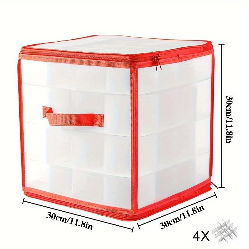 Clear Christmas Ornament Storage Box, 1 Count Christmas Ball Storage Container, Dividers Storage Bin, Christmas Decoration Organizer