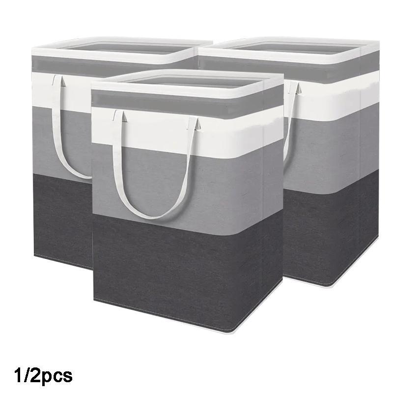 Household Laundry Basket, 1 2 Counts Large Capacity Foldable Clothes Storage Basket with Handle, Home Organizer for Bathroom, Bedroom, Dormitory