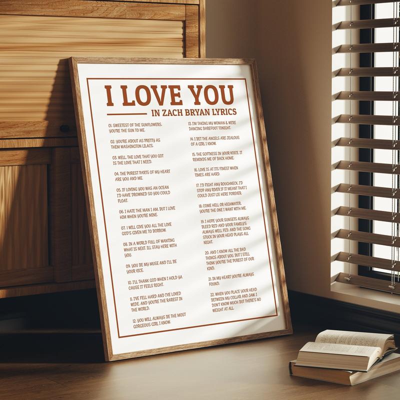 Trendy Wall Art, I Love You In Lyrics Poster NO Frame, Coastal Cowgirl Poster, Tour Merch, Wall Art Print | Poster No Frame