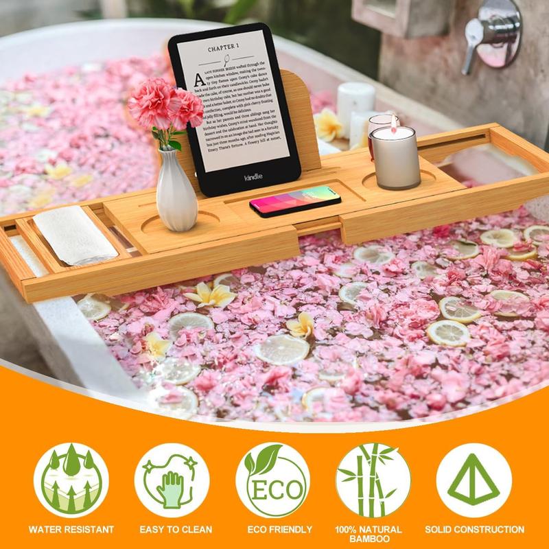 Luxury Bathtub  Tray - Bath Tray Expandable - Bath Tub Tray Table for Bathtub - Bath  Tray for Bathtub, Ajustable Size, Fits  Tubs