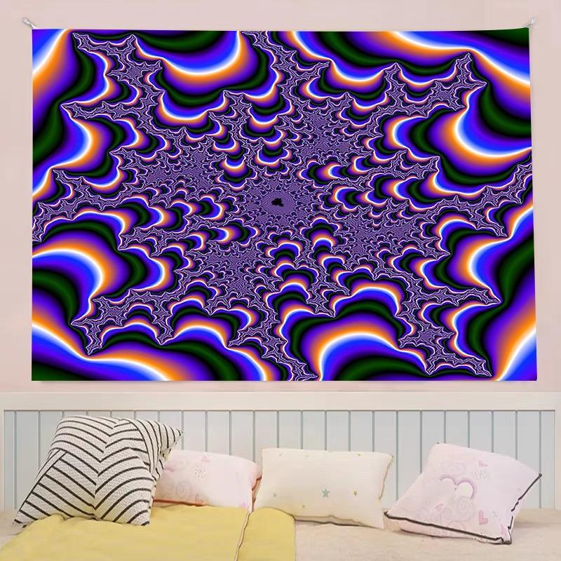 Psychedelic Swirl Design Tapestry, Vibrant Polyester Wall Art for Living Room, Bedroom, Dorm Decor, Perfect Birthday Gift, with Installation Kit