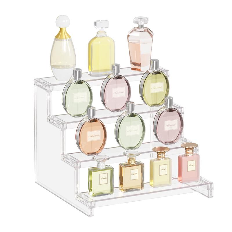 Lifewit 4 Tier Clear Display Stand for Perfume, Cologne, Fragrance, Skincare, Makeup, Cosmetics, Figures, Cupcake, Dessert