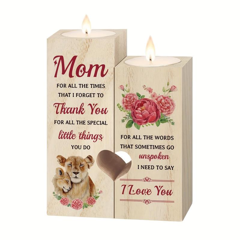 Wooden Candle Holder without Candle, 2 in 1 Creative Lion & Letter & Flower Pattern Candle Holder, Spring Home Decor Supplies for Birthday, Spring Decor 2024, Room Decor