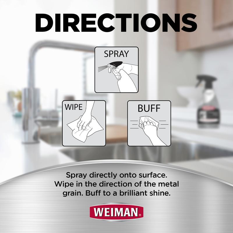 Weiman Stainless Steel Cleaner & Polish 22oz Spray Household