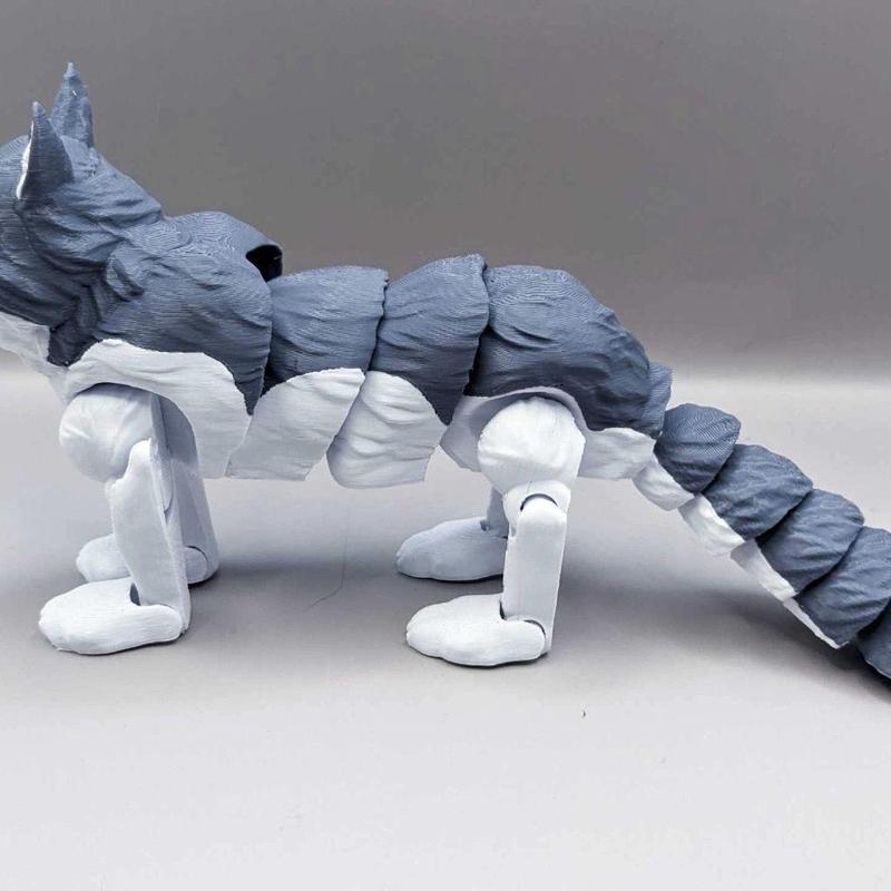 3D Printed Articulated Husky Dog Statue, 1 Count Creative Desktop Decoration, Home Decor Ornament for Living Room Bedroom Office