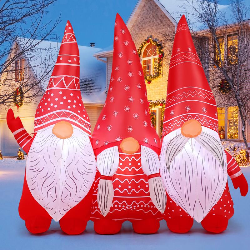 Christmas Gnome Inflatables with Built-in LED Lights for Outdoor Lawn Garden Decorations 6 FT - Fast Inflate and Safe