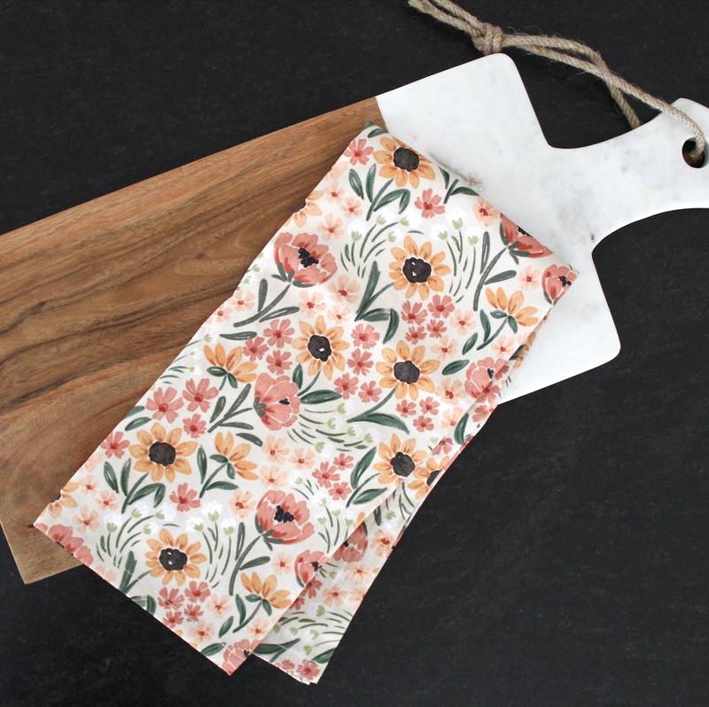 Floral Tea Towels - Set of 2 - 100% Cotton - perfect for decorating your kitchen Cleaning Cotton