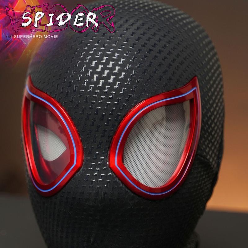 Party Mask Christmas Party Prop Decoration Party Mask Christmas Party Prop Decoration Hot Sale Miles Spider-Man Head Cover Electric Eyes Movable Vertical Universe Blink Mask Mask