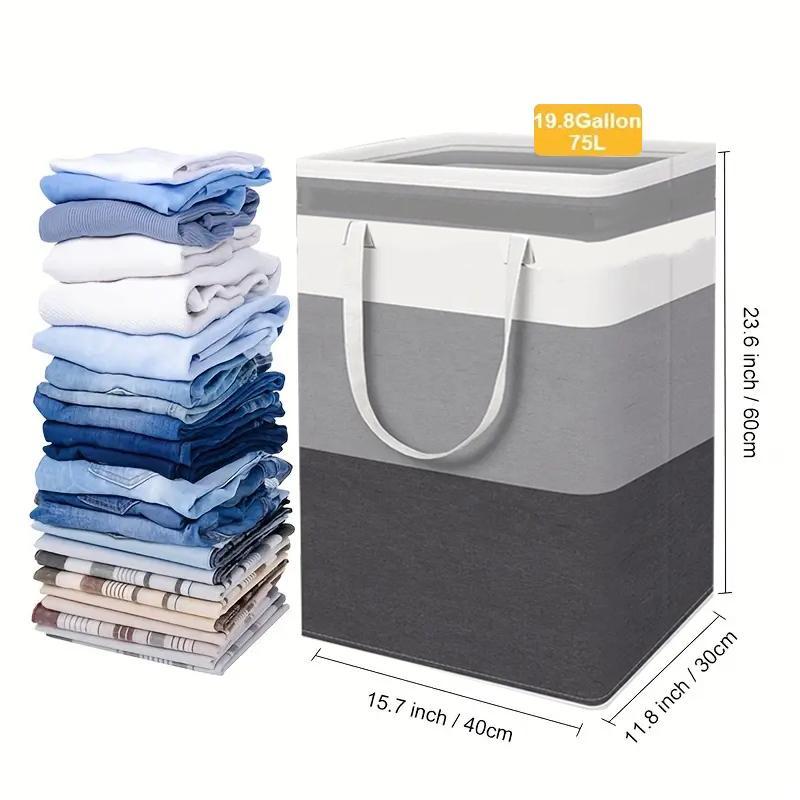 Household Laundry Basket, 1 2 Counts Large Capacity Foldable Clothes Storage Basket with Handle, Home Organizer for Bathroom, Bedroom, Dormitory