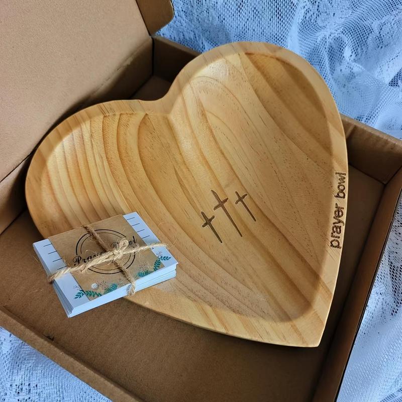 Wooden Heart Shaped Prayer Box, 1 Count Vintage Wooden Prayer Box with Cross Decor, Home Decor for Living Room, Bedroom, Office