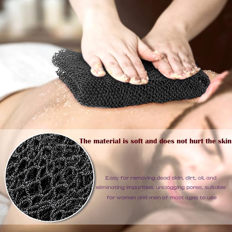 African Exfoliating Net Long Bath Net Sponge,Bathing Body Exfoliating Shower Body Back Scrubber Skin Smoother,Stretch Length to 66 INCH (Black) Accessories Nature