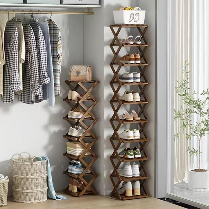 Bamboo Shoe Rack, Multi-layer Foldable Shoe Storage Rack, Shoe Organizer Storage Racks, Home Organizer for Living Room Bedroom Bathroom,  Shoe Rack Organizer