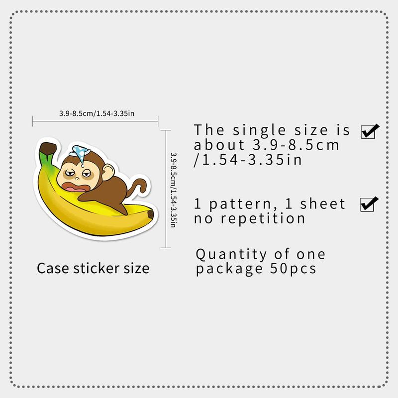 50pcs set Cartoon Monkey Pattern Sticker, Waterproof Self Adhesive Decor Paper, Decor Sticker, Greeting Card Water Bottle Laptop Phone