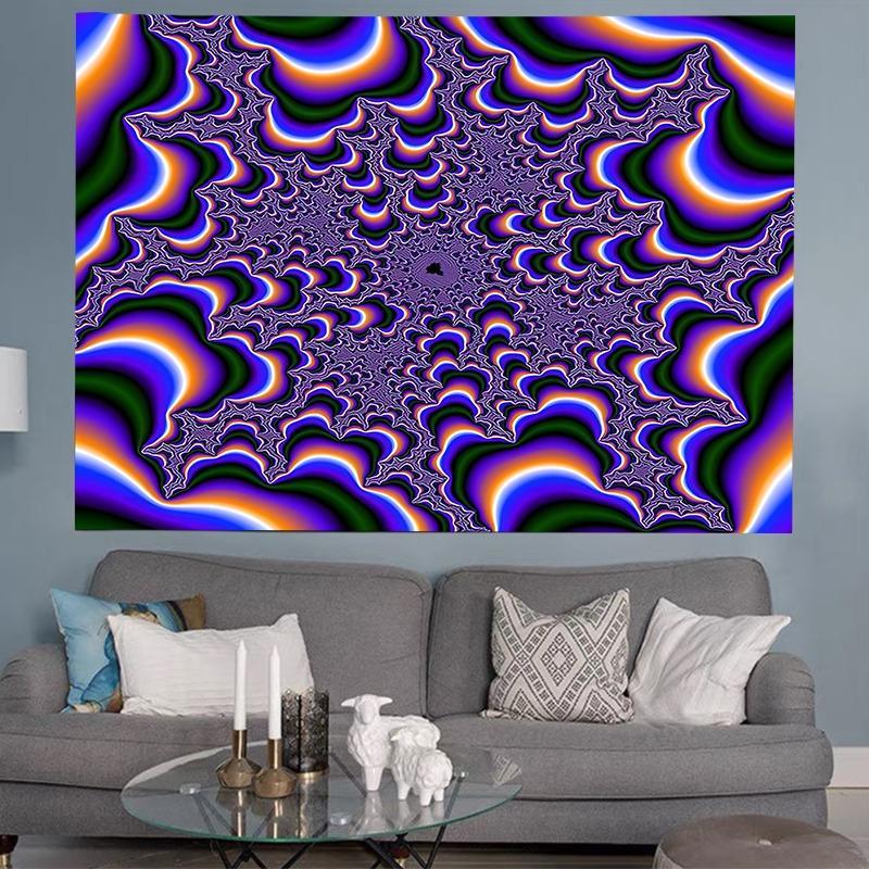 Psychedelic Swirl Design Tapestry, Vibrant Polyester Wall Art for Living Room, Bedroom, Dorm Decor, Perfect Birthday Gift, with Installation Kit