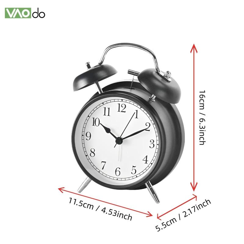 Alarm Clock, 1 Count Loud Alarm Clock, Twin Bell Analog Clock, Battery Operated Round Clock with Backlight for Bedroom