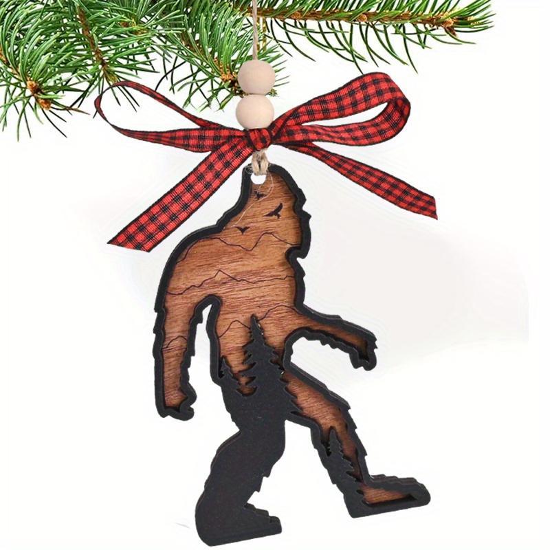 Wooden Sasquatch Design Hanging Ornament, 1 Count Christmas Themed Double Layer Hanging Pendant, Christmas Decoration for Home Car Christmas Tree