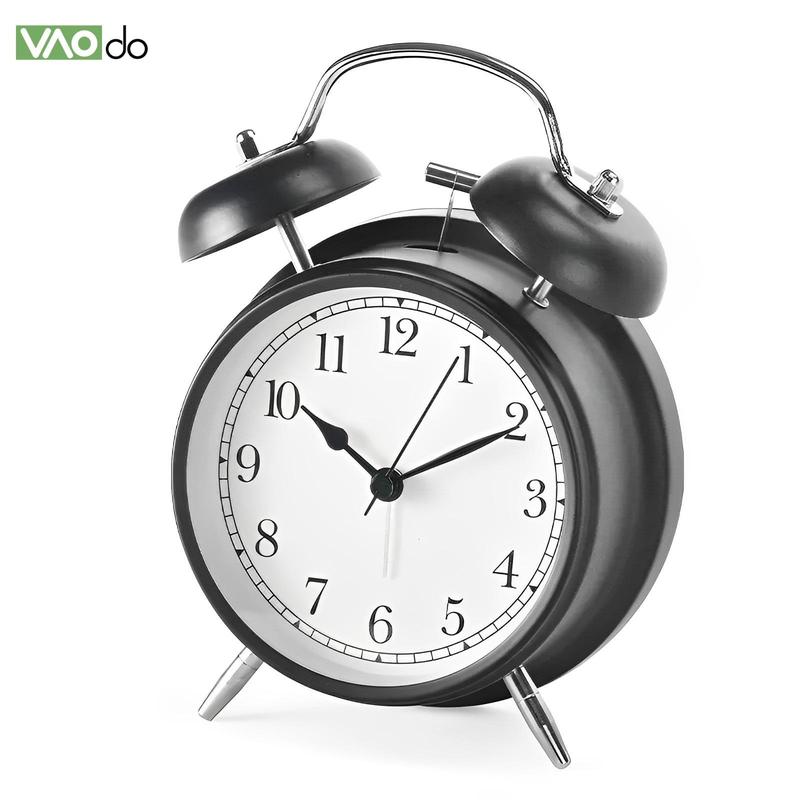 Alarm Clock, 1 Count Loud Alarm Clock, Twin Bell Analog Clock, Battery Operated Round Clock with Backlight for Bedroom