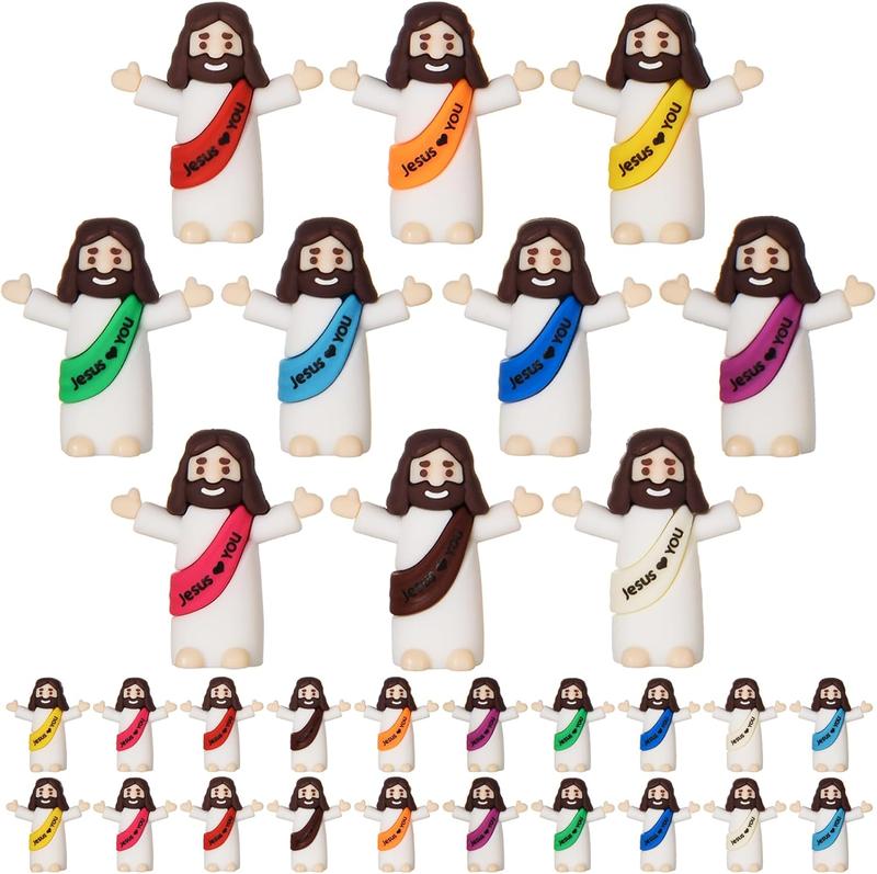 30 Pcs Mini Jesus Figures Jesus Loves You Jesus Doll Little Jesus Figurine to Hide and Seek Classic Religious Gifts Christ Savior Jesus for Sunday Easter Egg Stuffers Gift (30, Multicolor)