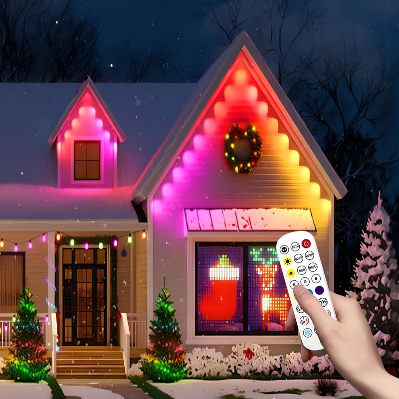 Permanent Outdoor Lights, RGB Outdoor Christmas Lights with  LED Lights, Waterproof LED Eaves Lights with DIY Scene Modes for Halloween Decor, Smart APP & Remote Control