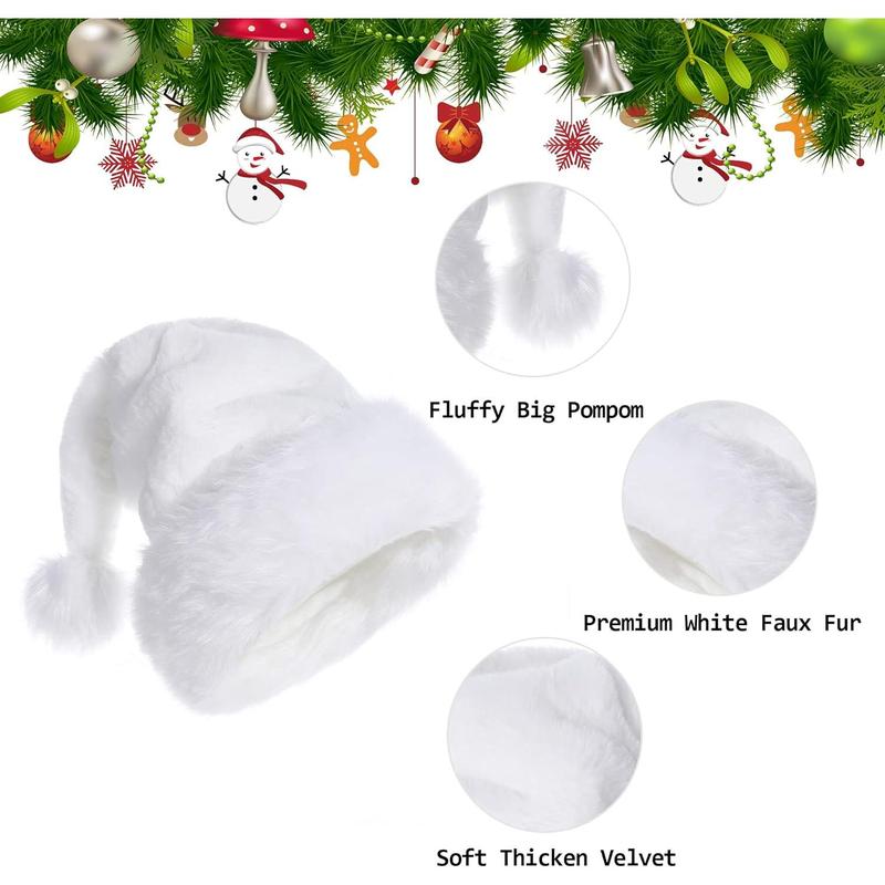 Santa Hats for Adults, Unisex Velvet Touch Comfort Christmas Hats for New Year Festive Party Christmas Supplies