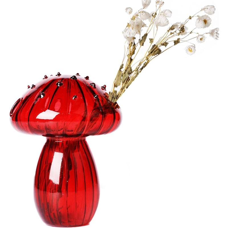 5 count Mushroom Shaped Glass Vase, Planters Clear Hydroponic Vase,   for Decorative Centerpiece,Table Decor,Home Wedding Party (5 Color)