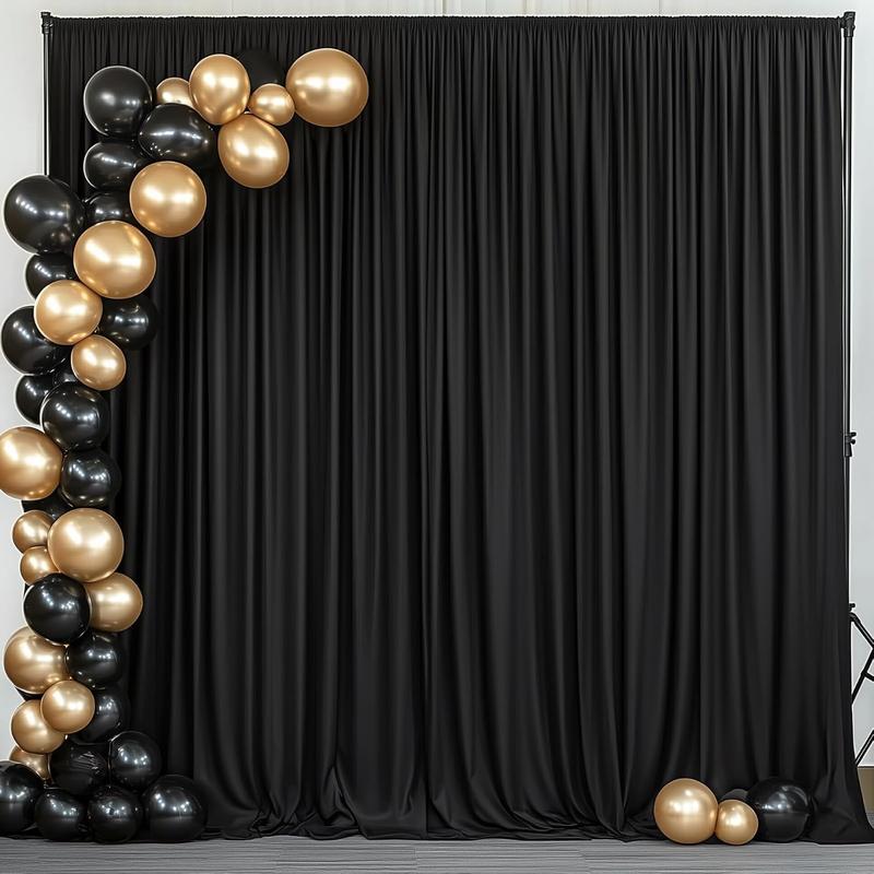 202410x10FT Black Backdrop Curta for Parties Wrinkle Free Black Curta Backdrop Drapes Soft Fabric Decoration for Birthday Wedding Party Photo Photography Background 5ft x 10ft, 2 Panels