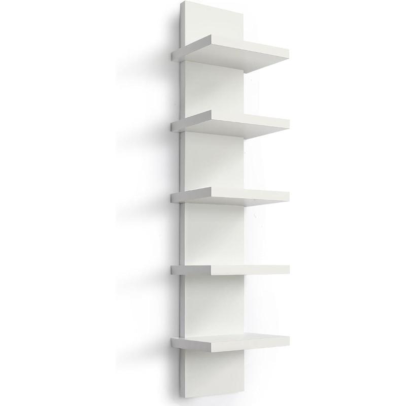 5 Tier Wall Shelf Unit,White Vertical Floating Shelf-Narrow Decorative Wall Mount Modern Wall Decor Shelves for Bedrooms, Living Rooms 5.5