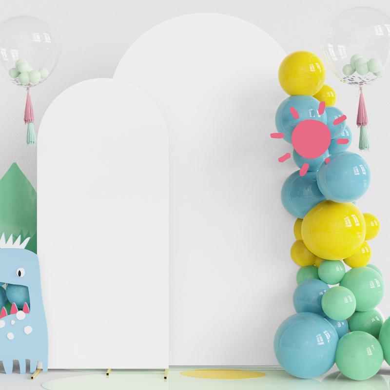 Balloon Arch Backdrop Cover, 2 Counts set Elastic Fitted Arch Cover, Backdrop Stand Cover for Wedding Baby Shower Birthday Party Decoration (Arch Support Not Included)