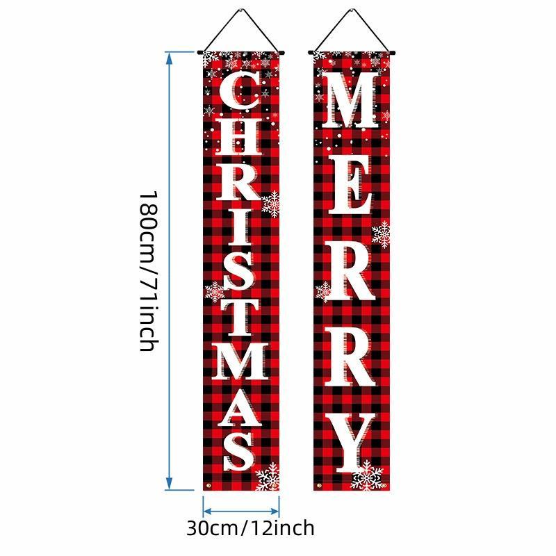 Merry Christmas Banner Set, 1 Pair Outdoor Holiday Decorations, Door Decor, Party Wall Hangings, Festive & Party Supplies